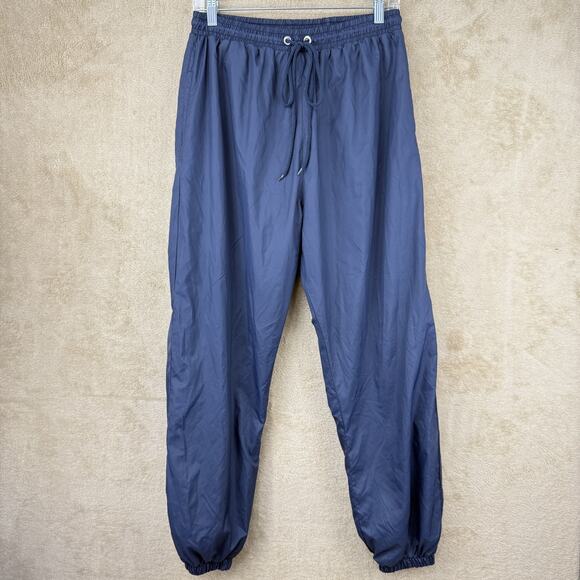PrettyLittleThing Pants Womens 8 Navy Blue Windbreaker Joggers Lined Pockets Y2K - Picture 1 of 12